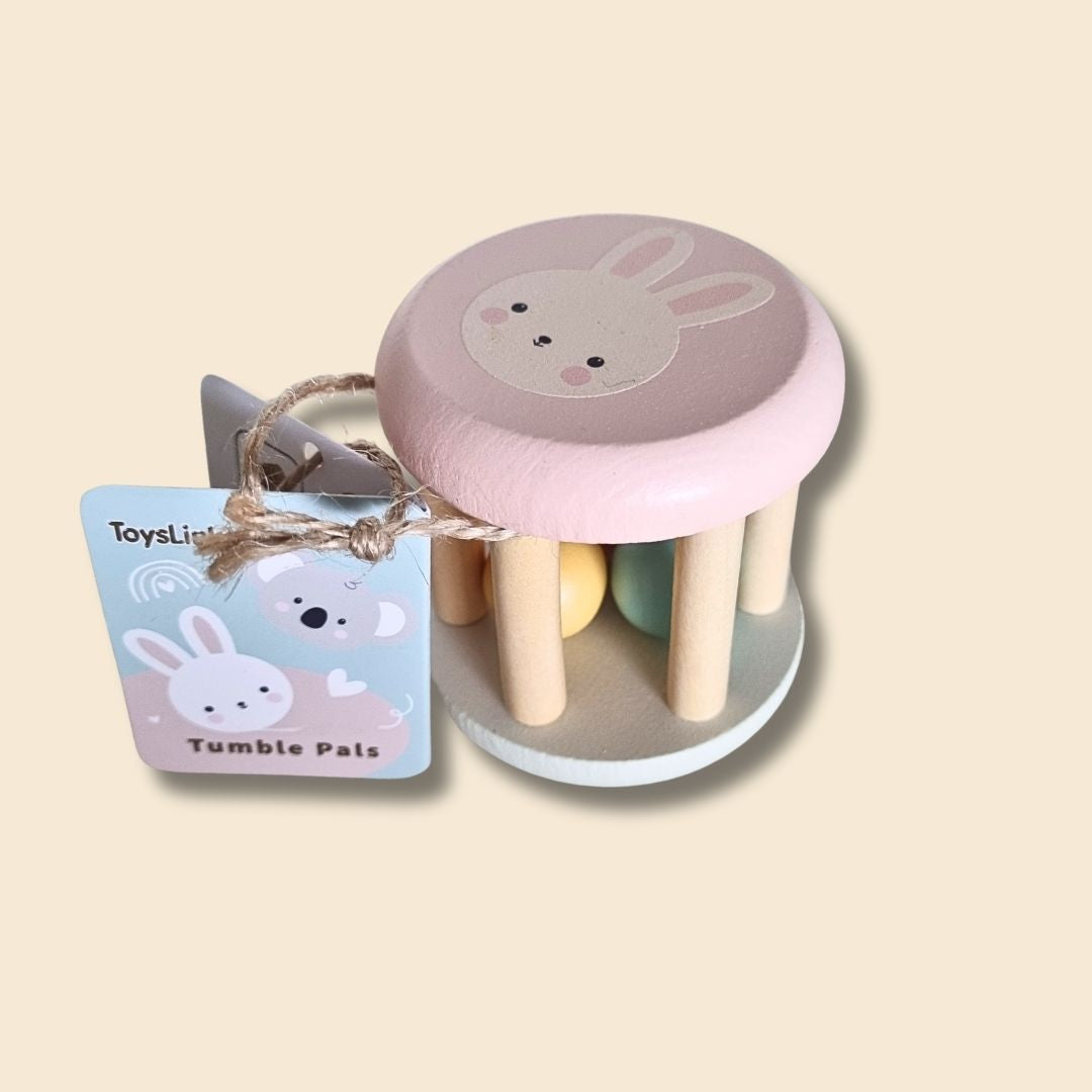 Tumble Pals Wooden Rolling Rattle - Bunny & Koala