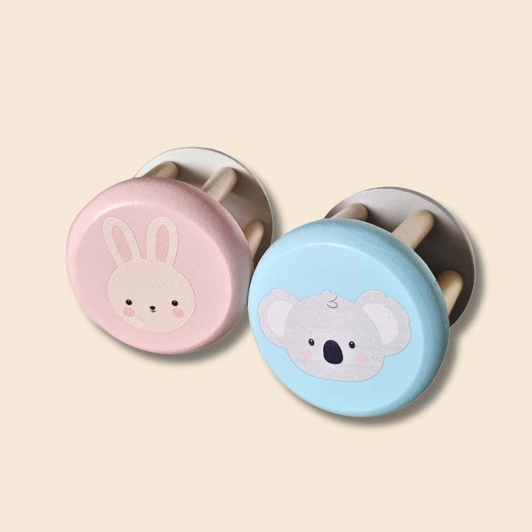 Tumble Pals Wooden Rolling Rattle - Bunny & Koala