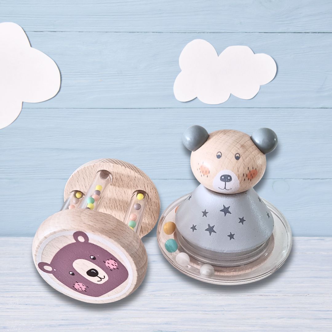 Grey Bear Rattle Duo (Gift Set)