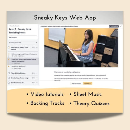 Sneaky Keys Beginner Piano Online Course (Ages 4–7)