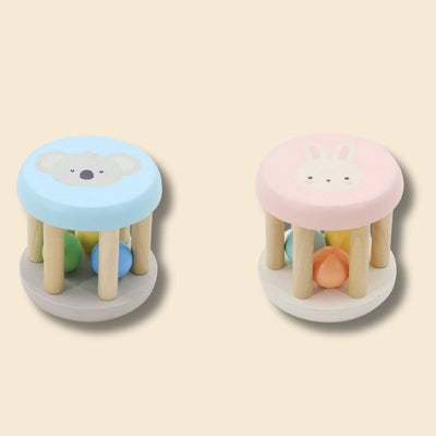 Wooden Rolling Rattle - Bunny & Koala - Sneaky Music