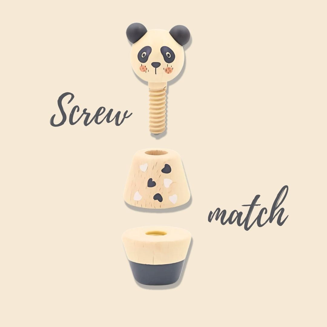 Wooden Screw & Match Mini Animal Toy