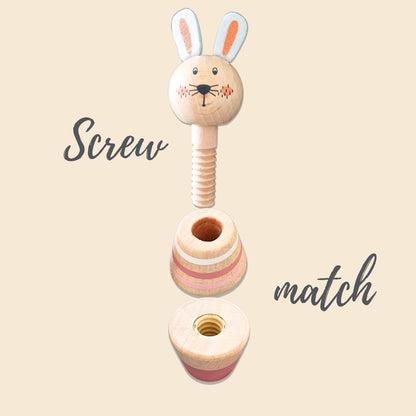 Wooden Screw & Match Mini Animal Toy