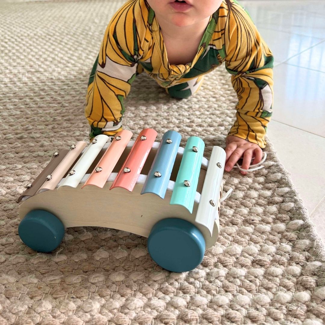 Wooden Pull-Along Car Glockenspiel Musical Fun