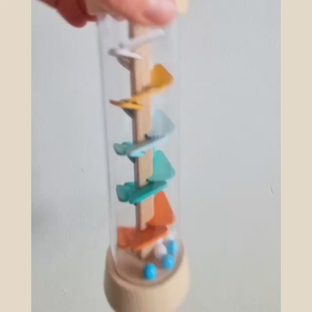 whale/octopus spiral rainstick sound demonstration of the larger beads tumbling down the spiral
