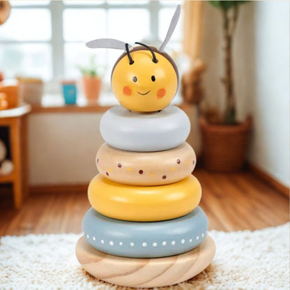 Wooden Bee Stacking Ring Toy