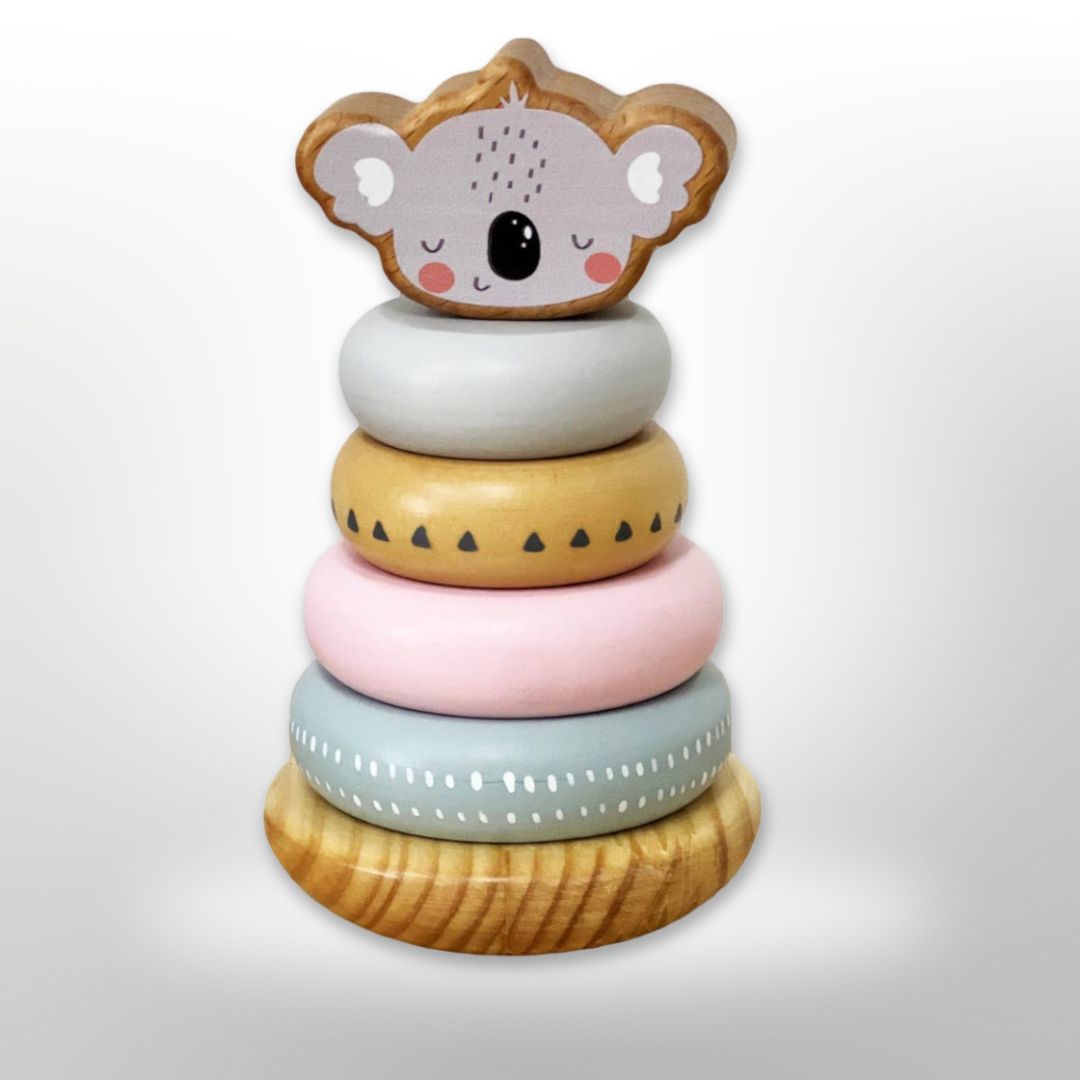 wooden koala stacking ring toy